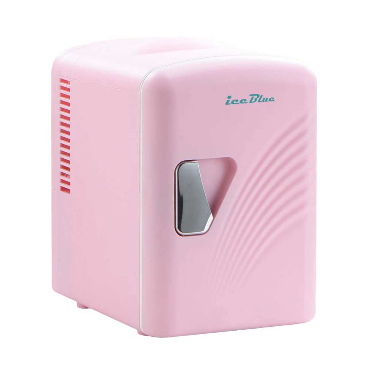 IceBlue 4L/6 Cans Mini Fridge Portable Electric Plug In Cooler & Warmer for Food Drinks Skincare Beauty & Makeup for Car Room Office, 12V DC/AC Option, Pink