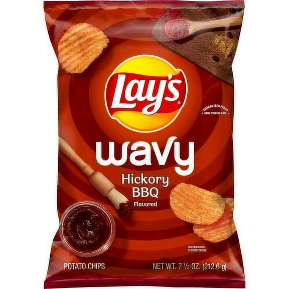 2x-Lay's Wavy Potato Chips Hickory BBQ Flavored 7 1/2 Oz(packaging may vary)