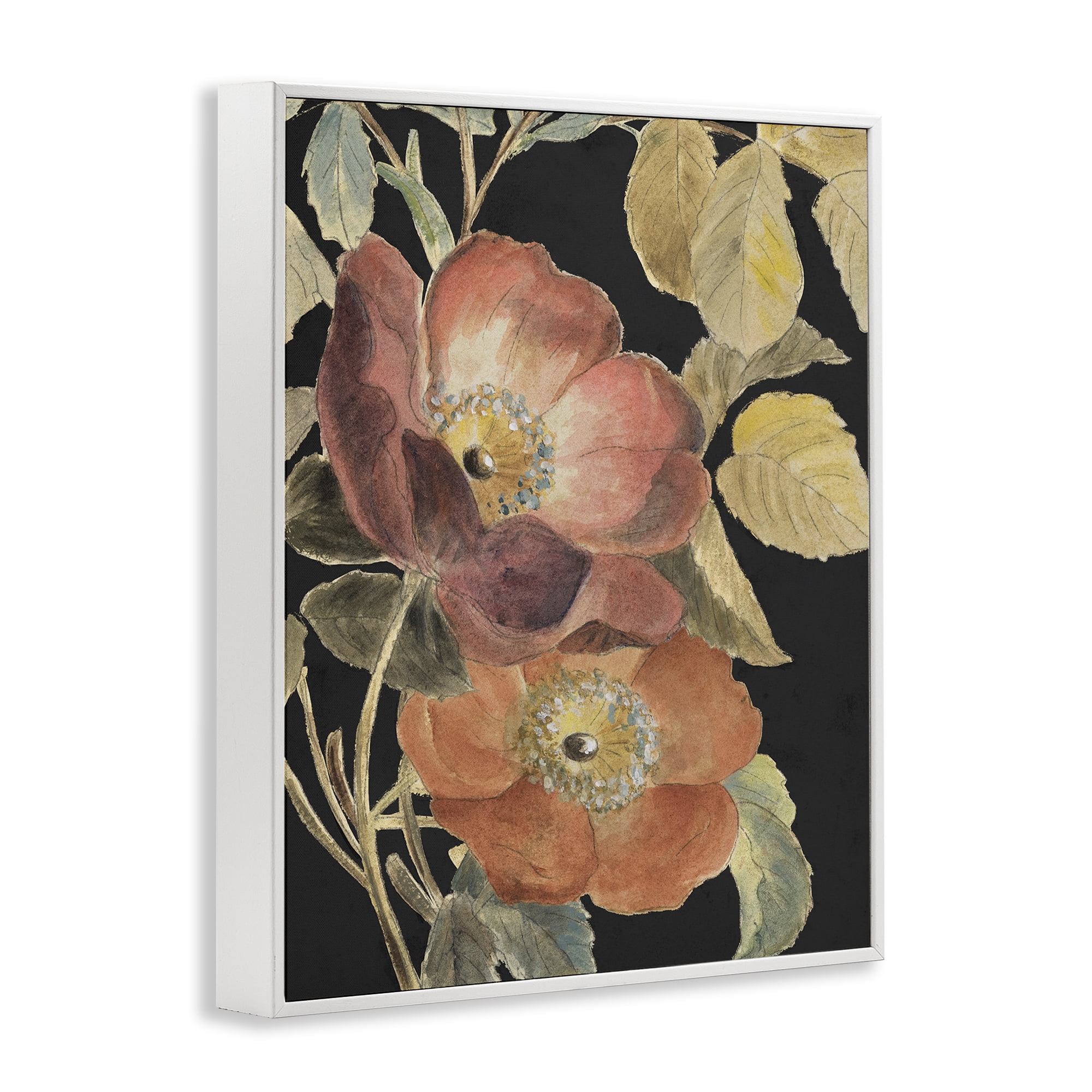 Stupell Industries Red Flower over Black White Framed Giclee Art, design by Lanie Loreth