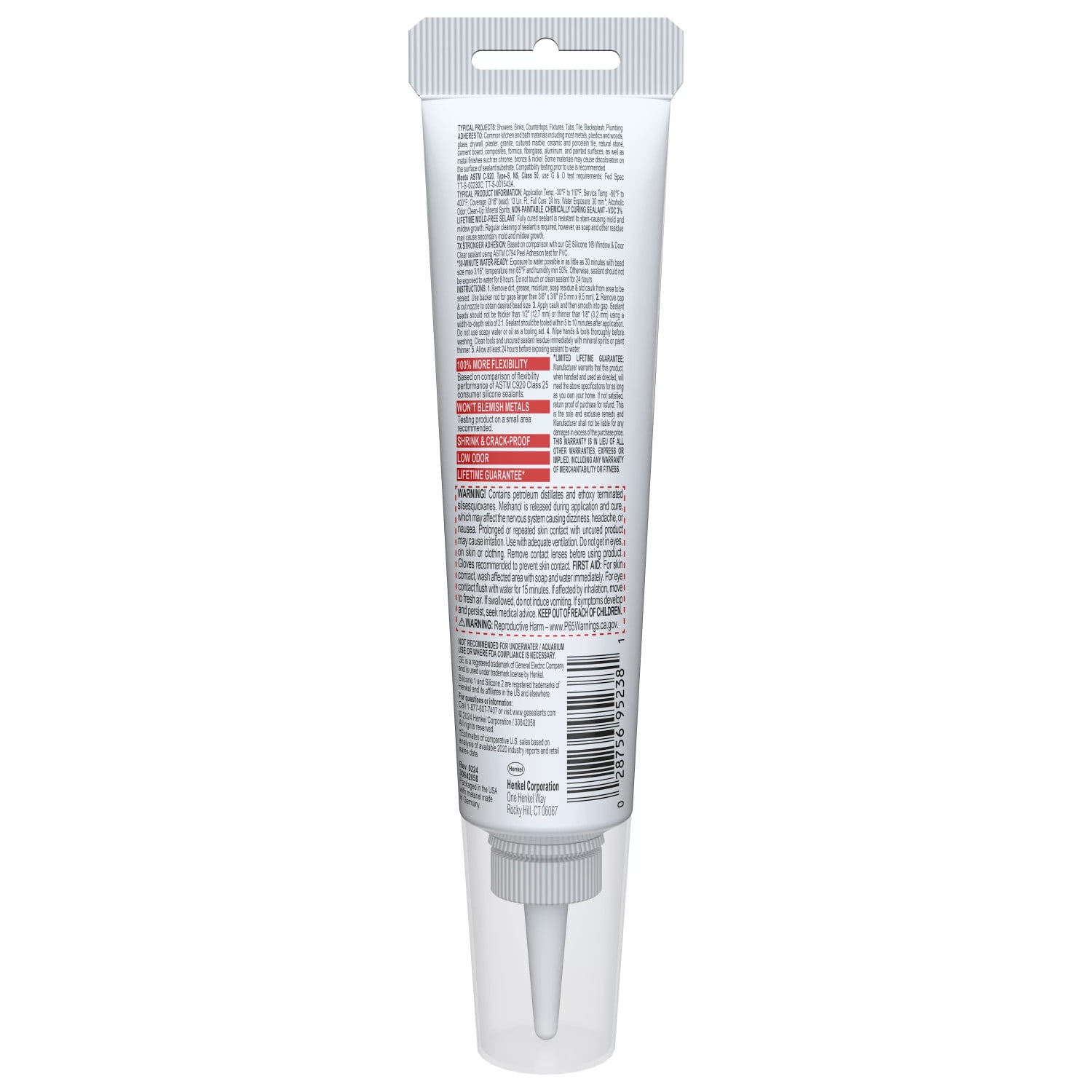 GE Supreme Silicone Kitchen & Bath Sealant, Pack of 1, Clear 2.8 fl oz Tube