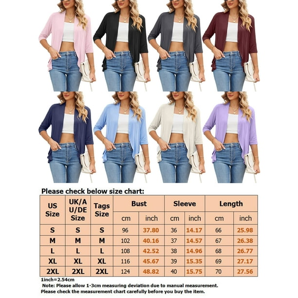 Innerwin Thin Cardigan V Neck Ladies Summer Cardigans Office Open Front Lightweight Cover Up Pink XS