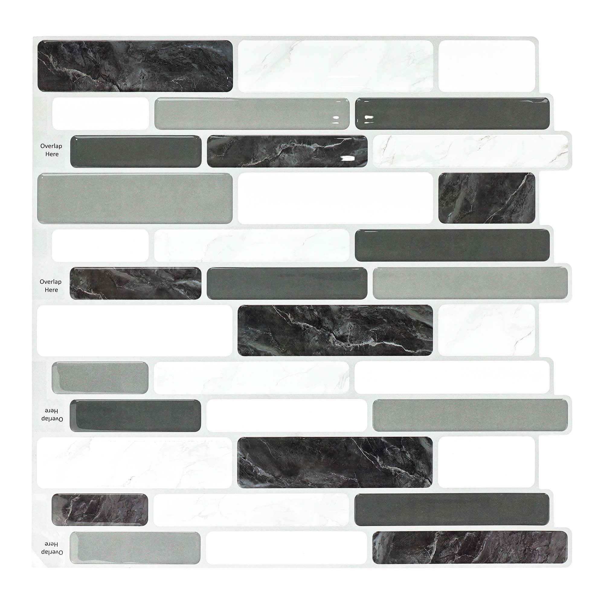 Gray Marble Peel and Stick Backsplash Tile for Kitchen 12×12 Set of 10