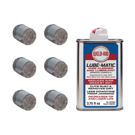 Combo - 3.75 oz Can of Weld-Aid Wire Lubricant and Bag of 6 Lube Pads 007040 and 007060