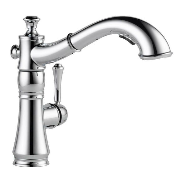 Delta Faucets Cassidy Single Handle Pull-Out Swivel Kitchen Sink Faucet, Chrome