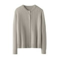 thumbnail image 3 of Delayuji Women's Cardigan Sweater Open Front Sweater Long Sleeve Button Knit Short Loose Cardigan Outerwear Spring Trendy, 3 of 3