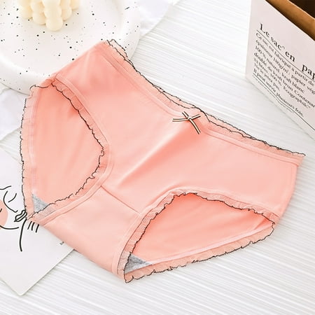 Act Fast: Panty for Women  Bragas para Mujer  Milk Silk Breathable Mid Waist Girls Panties Sweet Lace Printed Comfortable Panties SOPATENOR Pink XL