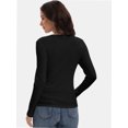 thumbnail image 2 of Womens Pullover Long Sleeve Crewneck Shirts Ribbed Knit Slim Fitted Casual Jumper Tops, 2 of 6