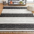 thumbnail image 2 of SAFAVIEH Striped Kilim Cedric Striped Cotton Area Rug, Black/Ivory, 8' x 10', 2 of 8