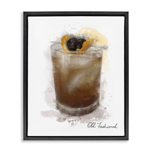 Stupell Industries Modern Old Fashioned Splash Black Floating Frame Canvas Art, 17 x 21, by Matthew Piotrowicz