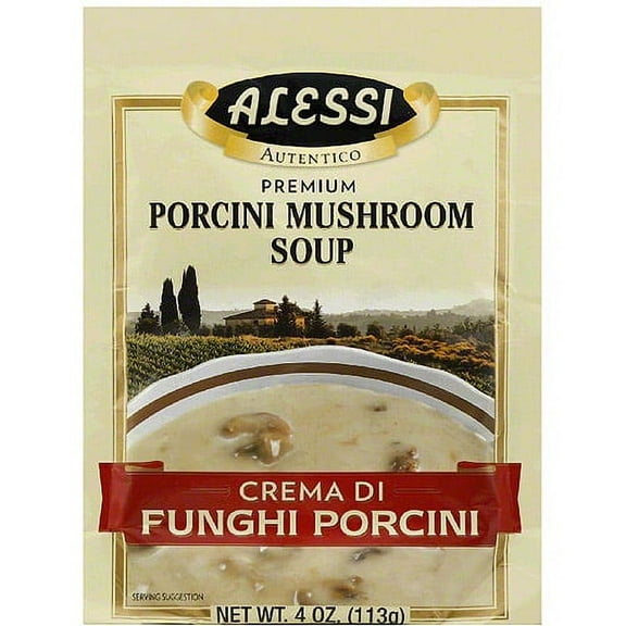 Alessi Premium Porcini Mushroom Soup, 4 oz, (Pack of 6)