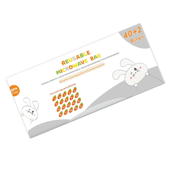 16/42 Count Cleaning Bag Reusable Microwave Sterilizer Bags for Breastpump Part/Baby Bottle 20 Times/Sheet