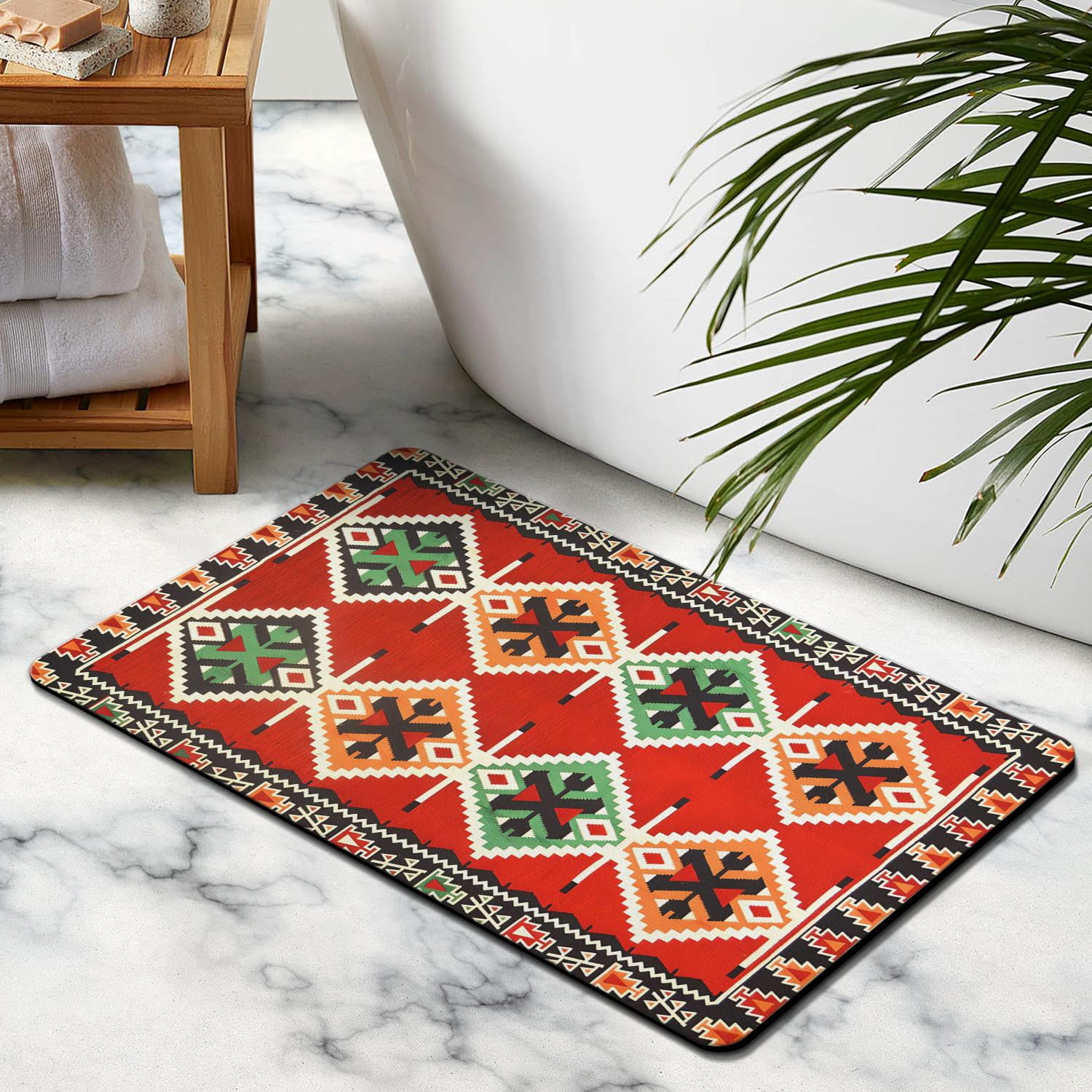 Indulge in Luxury with Our Boho Bathroom Rugs - Non-Slip, Soft, Highly Absorbent, 20x32in, Machine Washable Bath Mat for an Elegant Shower Experience