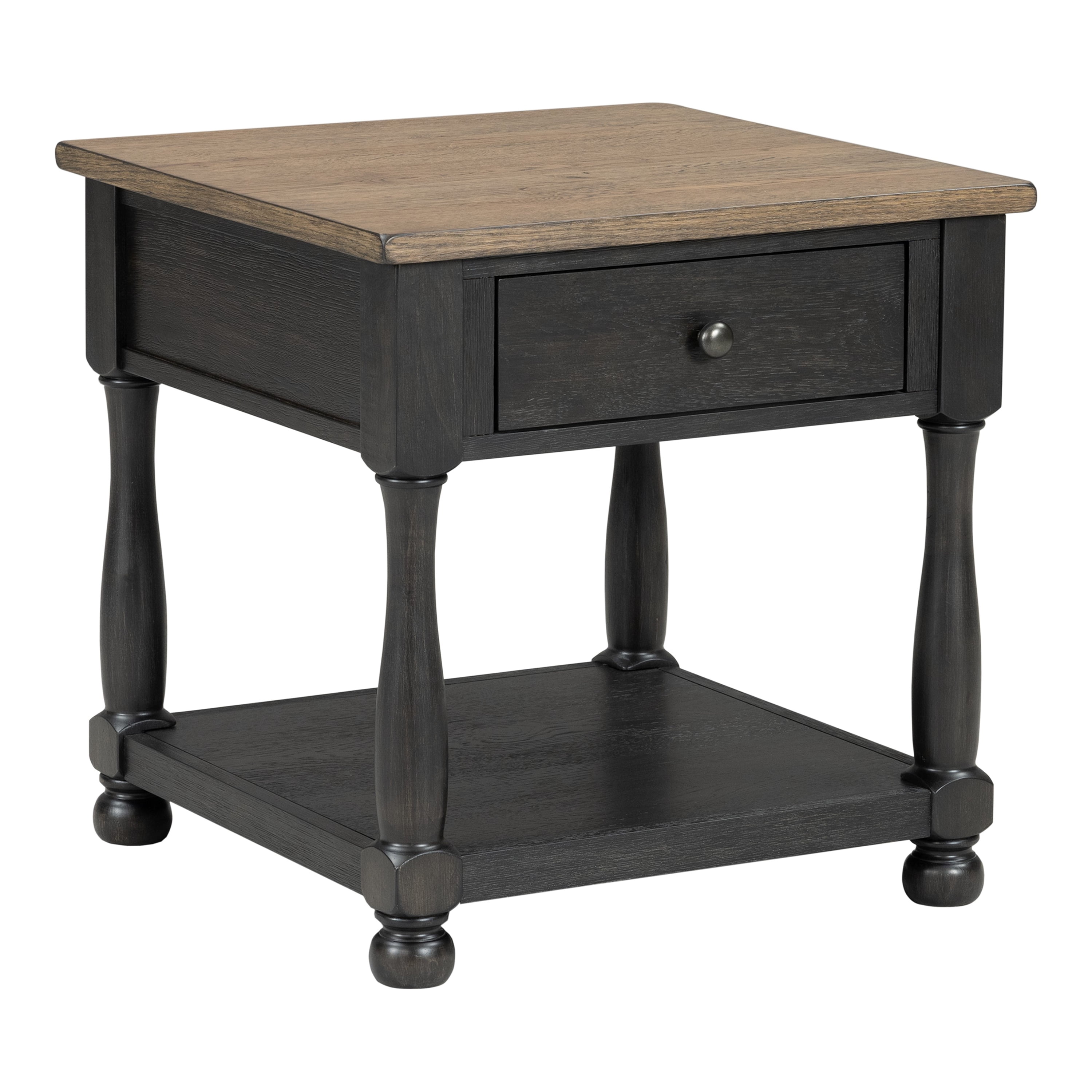 Furniture of America Millers Modern 1-Drawer Solid Wood End Table, Weathered Black