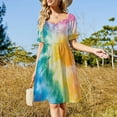 thumbnail image 2 of Colorful Tie Dye Vortex Women's Summer Short Sleeve Casual Dresses Floral Party Dress, 2 of 7