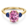 thumbnail image 3 of Gem Stone King 18K Yellow Gold Plated Silver Ring Pink Moissanite and Created Sapphire (3.32 Cttw), 3 of 6