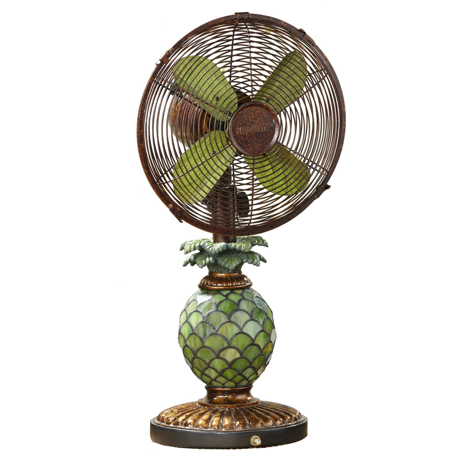 Global Product Resources Table Fan/Lamp - Mosaic Glass Pineapple