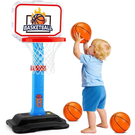 Toddler Basketball Hoop for Kids 1-3 Mini Adjustable Basketball Hoops Indoor with Balls Outdoor Pool Basketball Goal Sports Play Toys for 1 2 3 year old Baby Boys Girls First Birthday Gifts