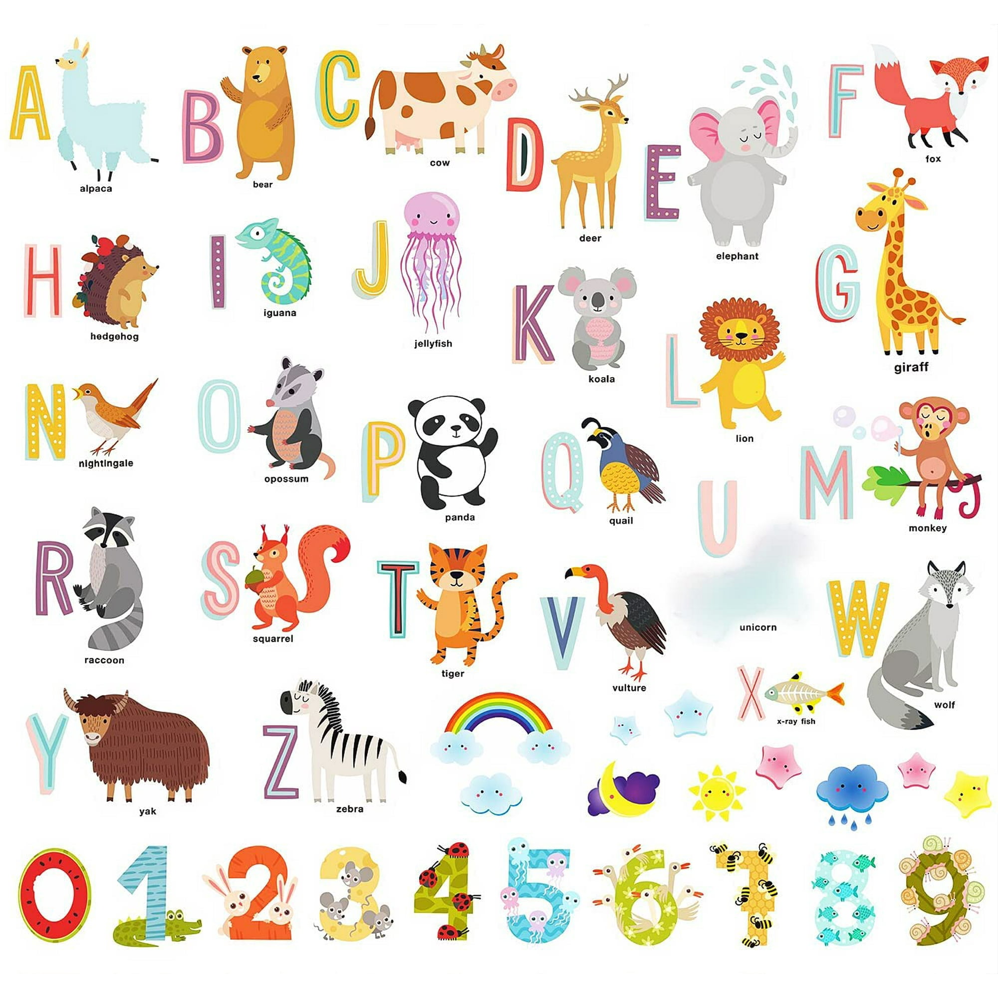 Alphabet Wall Stickers Removable Animal ABC Letters Numbers Educational  Learning Wall Decals for Boys Girls Classroom Nursery Playing Room |  Walmart Canada