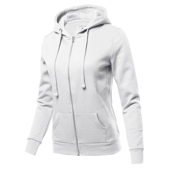 FashionOutfit Women's Solid Fleece Full Zip Hoodie