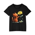 thumbnail image 1 of T-shirts Graphiques pour Fille à Imprimé Floral, Manches Courtes, Col Rond, Hauts, 1 of 6