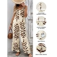 thumbnail image 4 of DOKOTOO Women Jumpsuits Boho Wide Leg Overalls Jumpsuits Summer Printed Jumpsuits Vacation Beige XL US16-18, 4 of 10