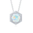 thumbnail image 4 of Rosec Jewels Ethiopian Opal Pendant Necklace with Chain - 6 mm Round October Birthstone - AAA Quality - Ready to Gift for Birthday, 10K White Gold, 4 of 9