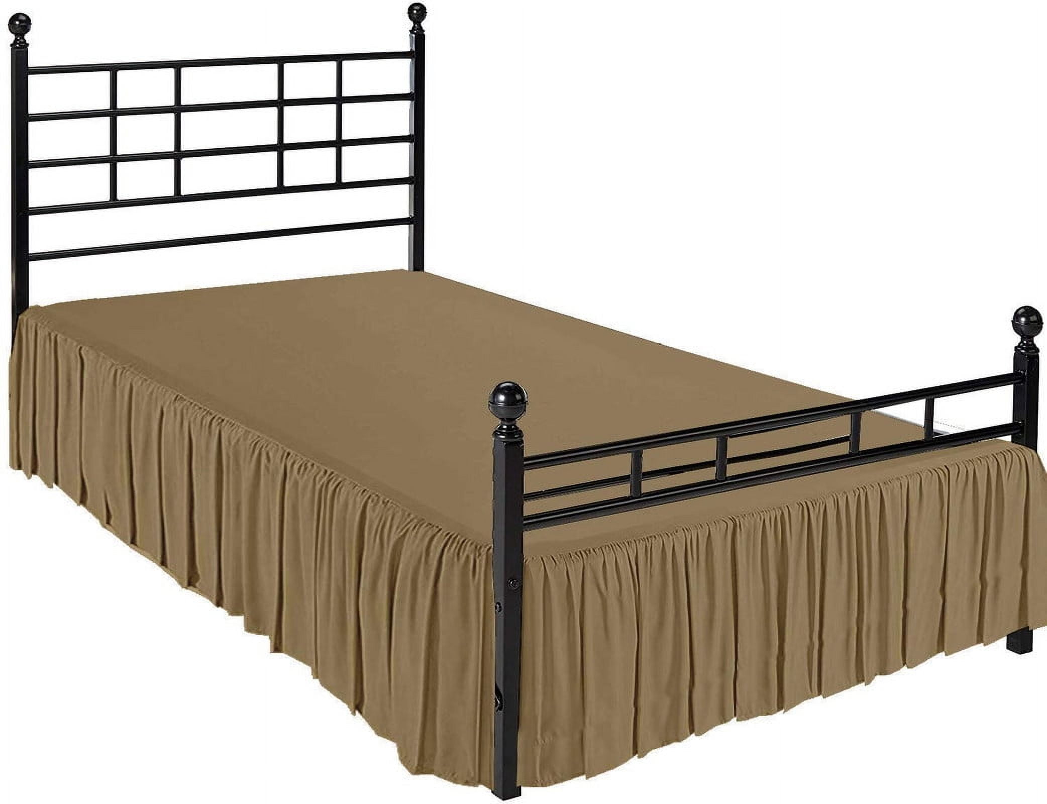 Ruffle Bed Skirt with Split Corners - 18" Tailored Drop Dust Ruffle Bedskirt Three Sided Coverage - 100% Microfiber -Wrinkle Free-Olympic Queen Size-Taupe Solid