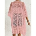 thumbnail image 6 of Hirigin Store Womens Bathing Suit Cover Up 3/4 Sleeve Sheer Mesh Bikini Cover-Up Long Floral Beach Lace Kimono Summer Cardigan, 6 of 7