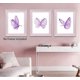 thumbnail image 2 of Set Of 3 Butterfly Wall Art Prints Purple Butterfly Poster Poster, 2 of 4