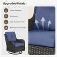 thumbnail image 4 of Planntonneo Outdoor Swivel Gliders Chair Set of 2, Patio Wicker High Back Swivel Rocker Chair with Navy Cushions for Balcony Deck Porch, 4 of 10