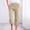 Beige plus size capri pants a1, variant on Cagogo Women Plus Size Capri Pants Elastic Waist Casual Loose Capri Pants with Pockets Solid Cropped Trousers Summer Beach Lounge Party Wear, Yellow M