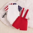 thumbnail image 3 of Baby Onesies Boy Independence Day Baby Boy Clothes Short Sleeve Star Print Shirt + Bowtie + Suspender Shorts Set Romper Overalls Gentleman Suit, 3 of 8