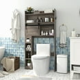 thumbnail image 2 of Gymax Over The Toilet Storage Cabinet w/ Sliding Barn Door Adjustable Shelves 2 Hooks Grey, 2 of 10
