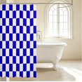 thumbnail image 3 of Manfei Contemporary Navy White Grid Shower Curtain 72Wx72L,Checkered Art Bathroom Curtain, 3 of 5