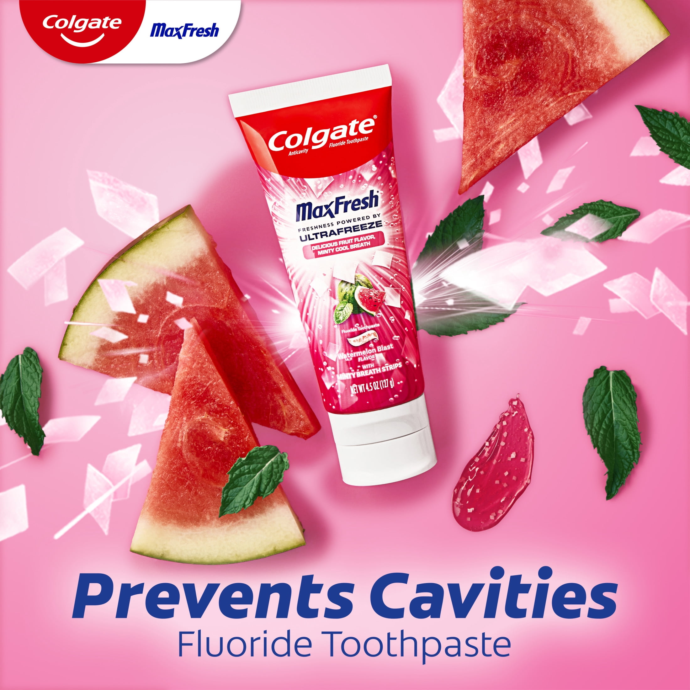 (2 pack) Colgate Max Fresh Anticavity Fluoride Toothpaste, Watermelon Blast with Mint, 4.5 oz.