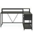 thumbnail image 4 of Barara King Home Office Desk, Computer Desk,Reversible L-Shaped Desk, Industrial Corner Desk with Drawer & Shelves,Black, 4 of 5