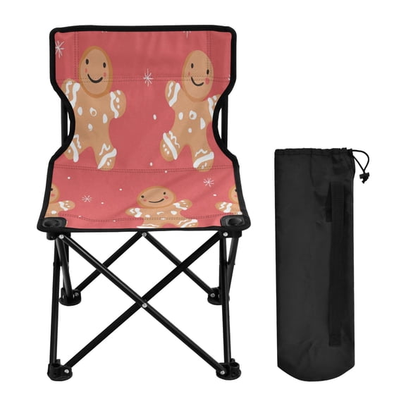 600D Oxford Camping Chair Portable Foldable Chair Supports 220 lbs for Picnic, Fishing, Backpacking Smiling Gingerbread People