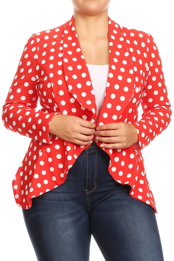 Women's Casual Polka Dot Blazer Jacket 