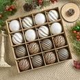 thumbnail image 2 of 16Pcs Vintage Rustic Christmas Ball Ornaments - 3.1" Large Shatterproof Neutral Christmas Ornaments Set Farmhouse Christmas Decor for Xmas Tree Home Party Holiday, 2 of 9