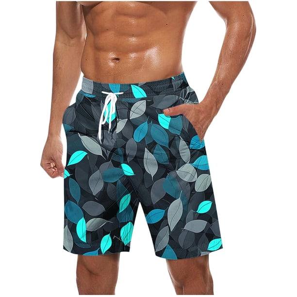 Pantalones Cortos de Cintura Elástica para Hombre con Bolsillos Pantalones de Playa de Impresión de Moda Casual para Hombres, Material de Poliéster para Uso Diario Al Aire Libre de Primavera Verano