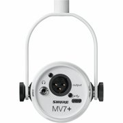 Shure MV7+ Dual-Output Cardoid Wired Dynamic Podcast Microphone, White MV7+-W