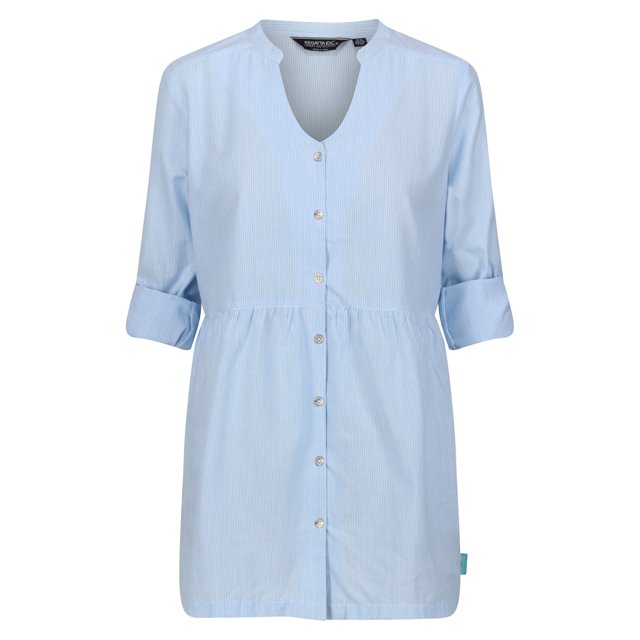 Regatta - Blusa Nemora Raya de Tictac de Algodón para Mujer (Azul Polvo)