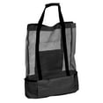 thumbnail image 1 of Bolsa de playa de gran capacidad con aislamiento de malla para almacenar alimentos, ideal para exteriores, camping, jardín, picnic, viajes y vacaciones, color negro., 1 of 14