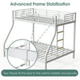 thumbnail image 2 of Netrum Twin XL over Queen Bunk Bed for Adults,Heavy Duty Metal Bunk Beds Frame with Wall Fastener Screws,Ladder & Full-Length Guardrail,White, 2 of 6