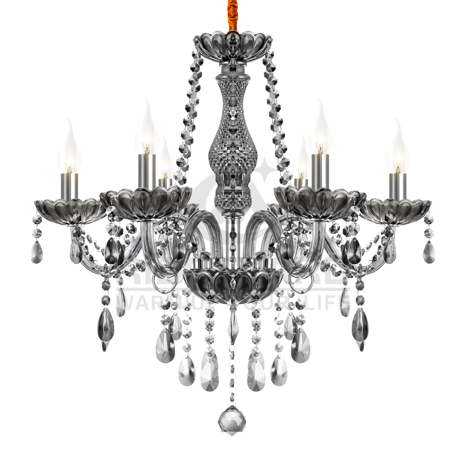 Modern Crystal Chandelier 6 Lights Pendant Ceiling Lighting Fixture