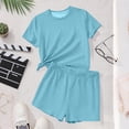 thumbnail image 6 of CYRBOKO Girls Activewear Outfit Sets, Short Sleeve Casual Crew Neck Elastic Waist Girls Clothing Sets Blue Size 10-12 T, 6 of 6