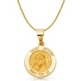 thumbnail image 1 of 14K Yellow Gold St. Anthony Charm Pendant with 1.7mm Flat Open Wheat Chain Necklace - 24", 1 of 3