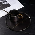 thumbnail image 3 of TJ Gobal Porcelain Coffee Mug, Tea Cup with Saucer and Golden Spoon with Gold Scripted Love and Trim for Espresso, Hot Chocolate, Cappuccino, and Latte, 8 Oz. Black, 3 of 7