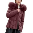 thumbnail image 5 of Sriper Women Winter Coats Thermal Zip up Long Sleeve Padded Jacket Fuzzy Hooded Stand Collar Windproof Quilted Jackets Loose Fit Soild Thicken Warm Outerwear 2025 Fashion Snow Coats with Pockets, 5 of 9