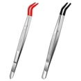 thumbnail image 2 of 4 PCS Tweezers Curved Bent Rubber Tip Tweezers Stainless Steel Crafts Tweezers for Lab Jewelry Making, 2 of 8